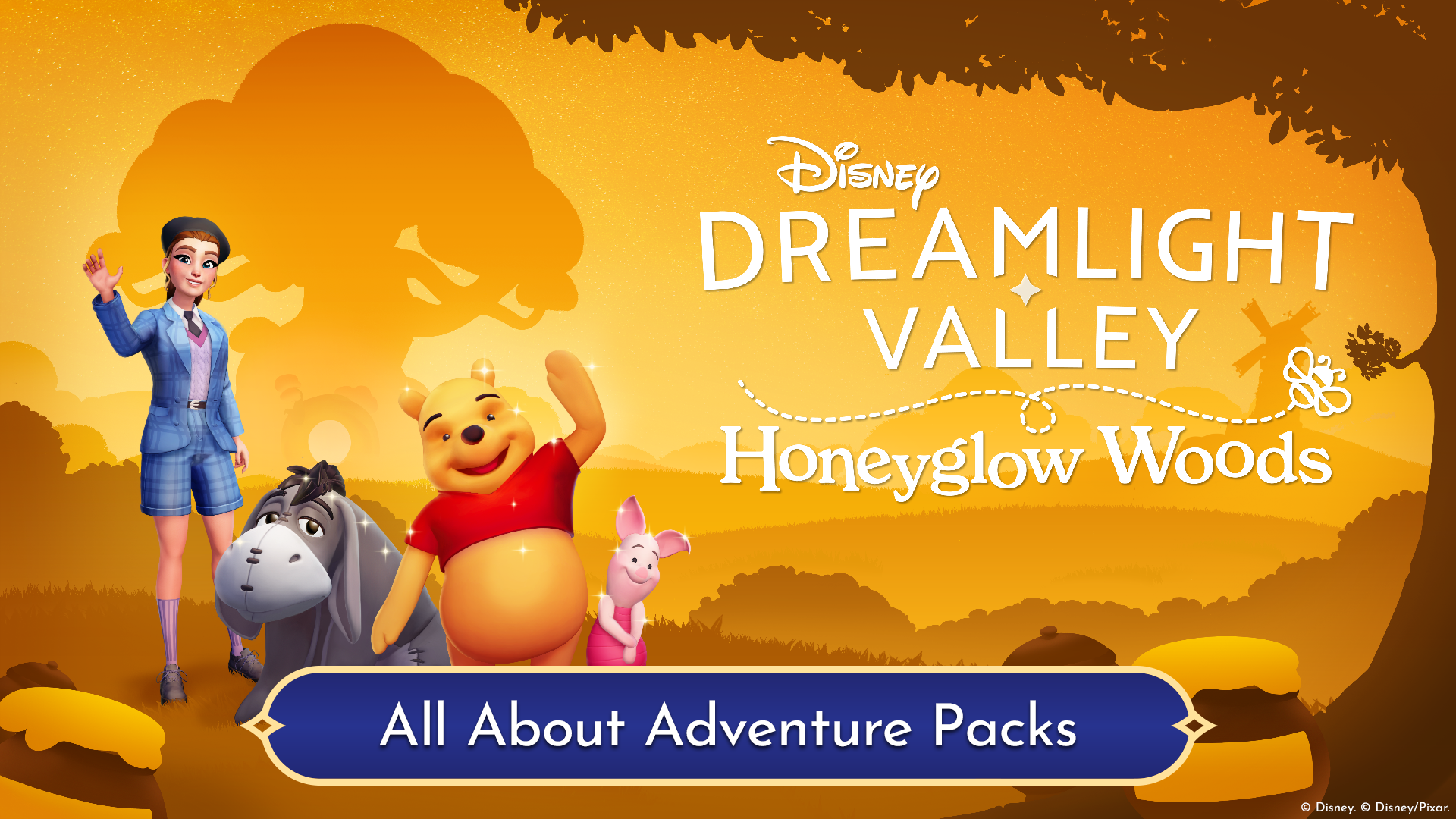 Honeyglow Woods world overview with the Everoak Tree and four biomes