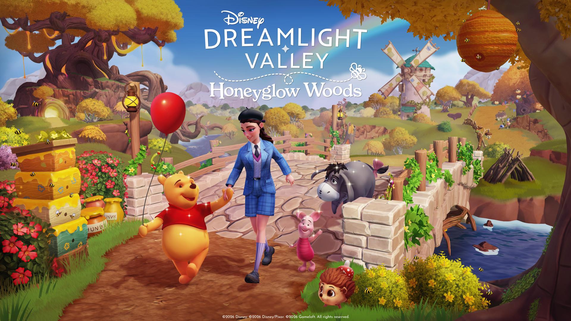 Winnie the Pooh character art in Disney Dreamlight Valley Honeyglow Woods